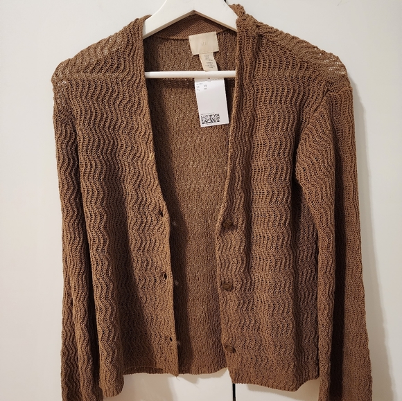 BNWT H&M Crochet Effect Knit Cotton Cardigan, US XS - Picture 4 of 8